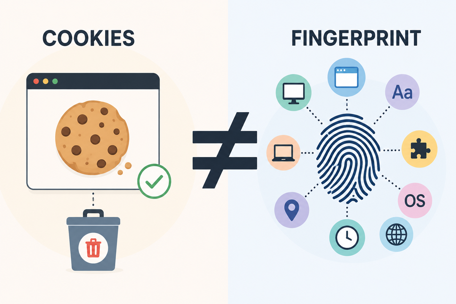 Cookies and browser fingerprints are different